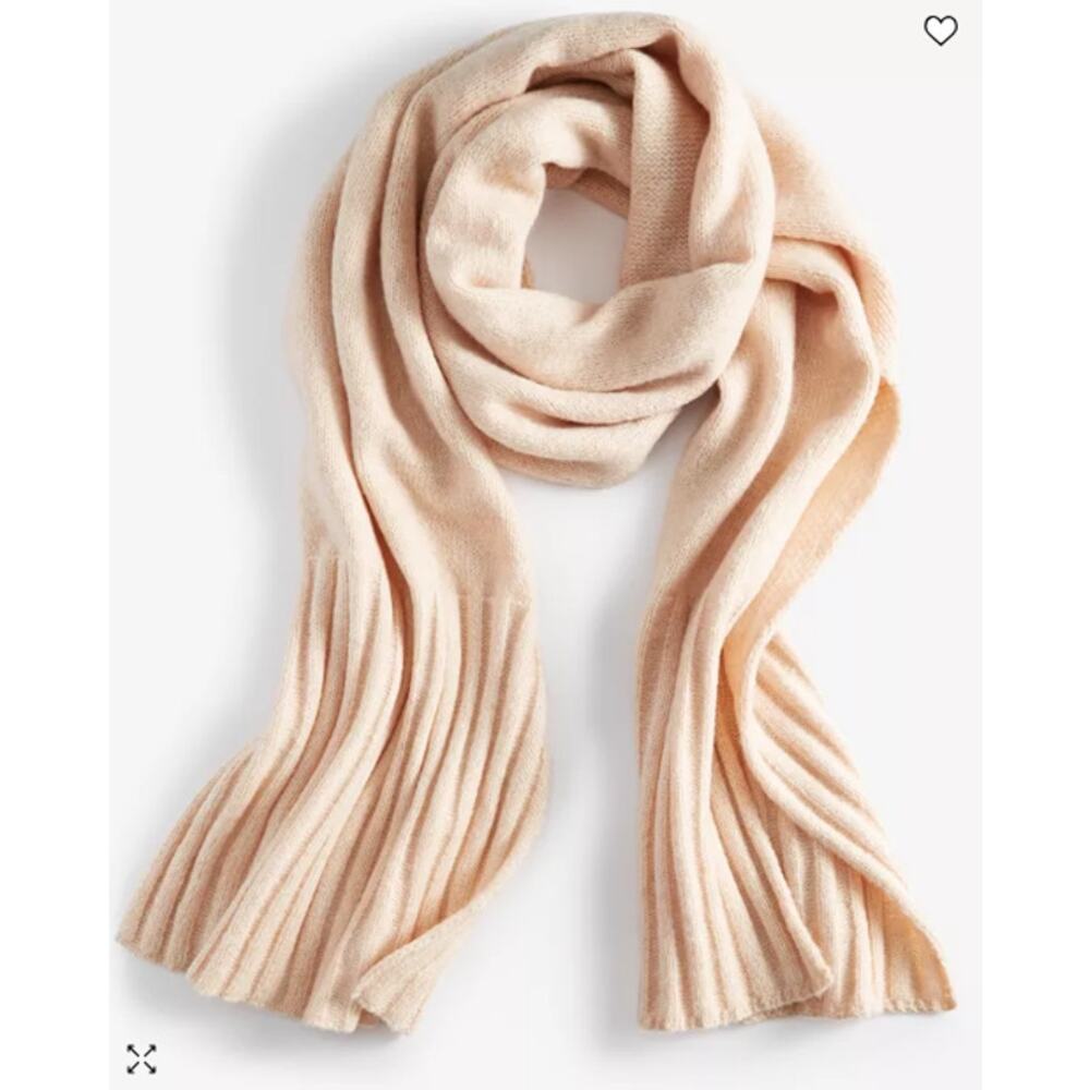 NEW Macy's On 34th Wide-Ribbed Solid Knit Scarf Peach Coral Rectangle Winter NWT